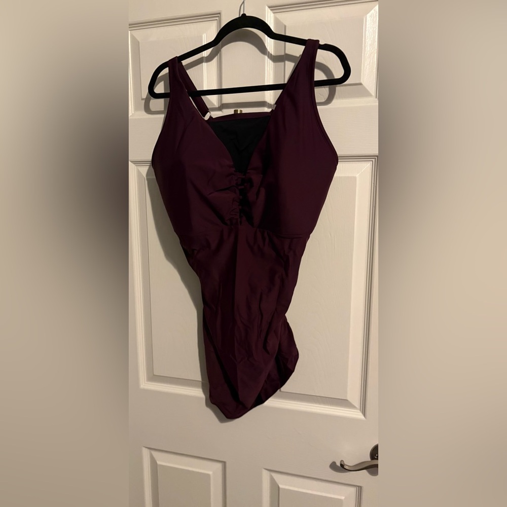 11- Catherines Plum V-Neck tankini top